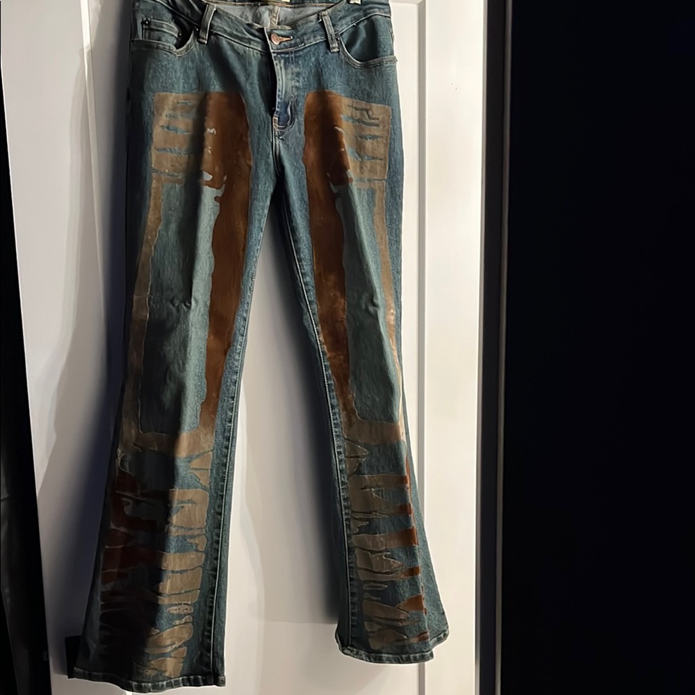 Unique Velvet Printed Flare Jeans